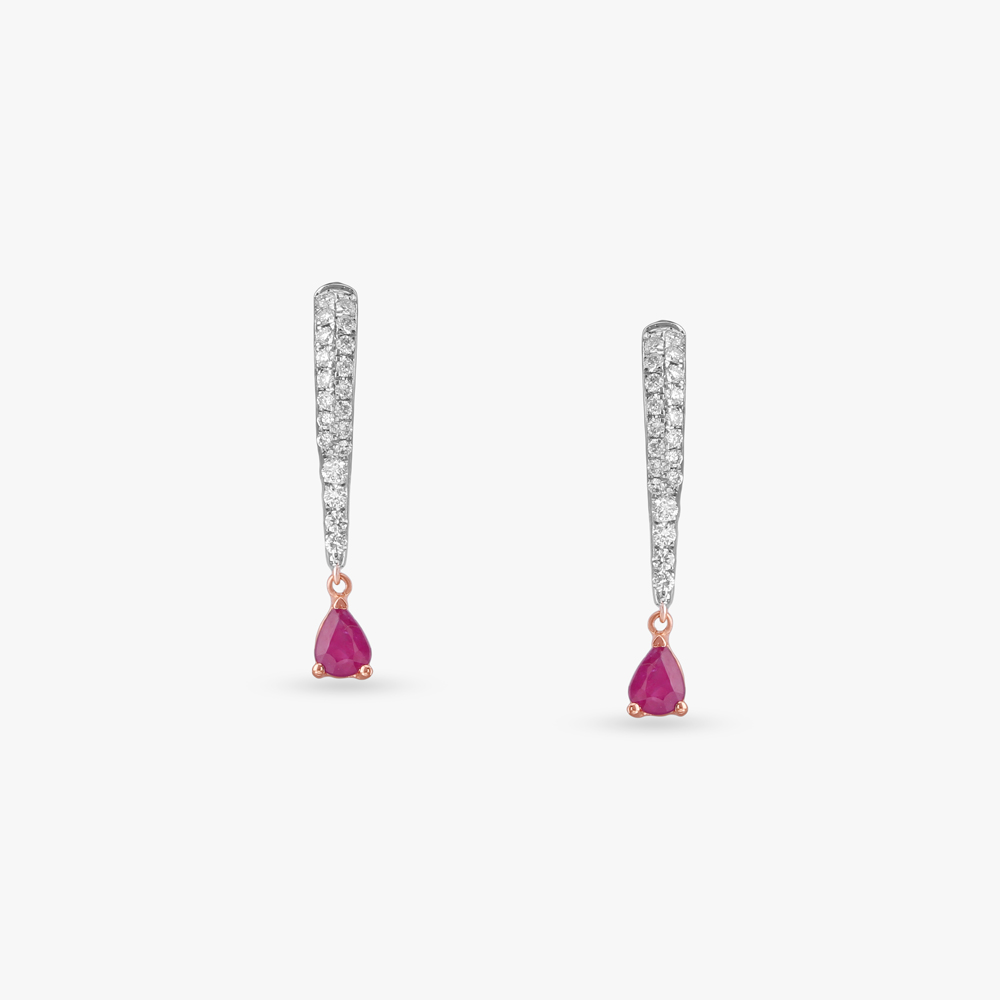 Crimson Swing Diamond Hoop Earrings,,hi-res image number null