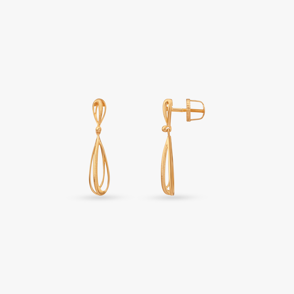 Elongated Teardrop Gold Drop Earrings,,hi-res image number null