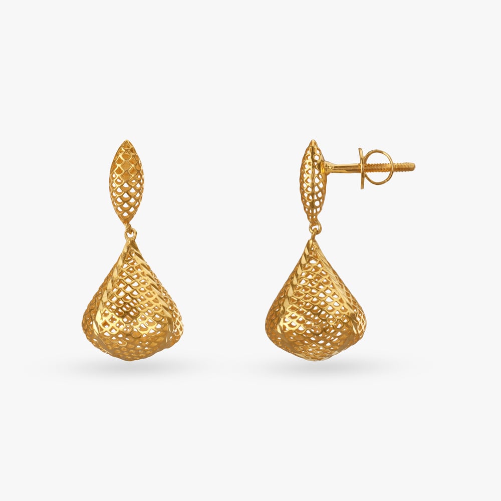 Lattice Glow Gold Drop Earrings,,hi-res image number null