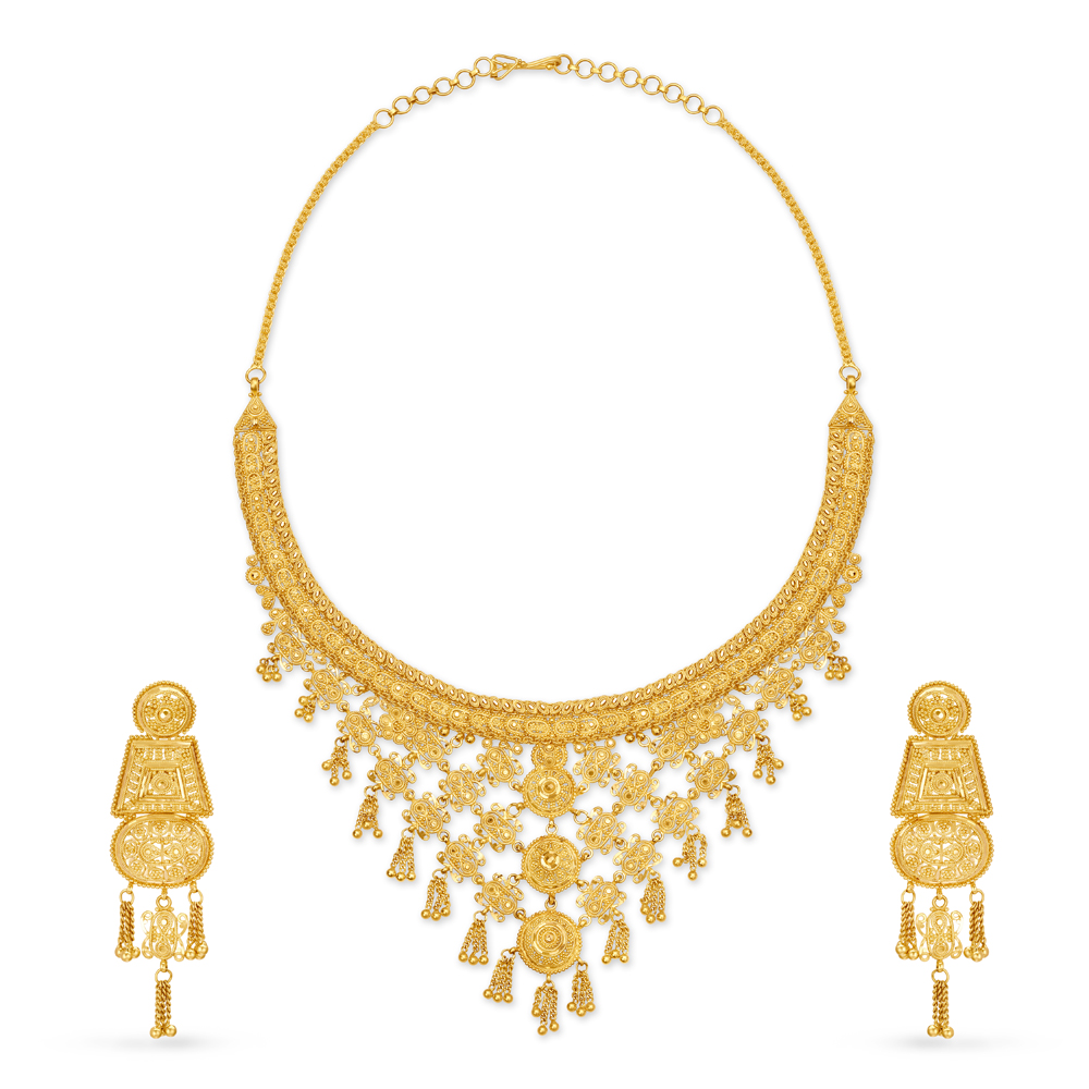Sparkling Gold Necklace Set for the Bihari Bride