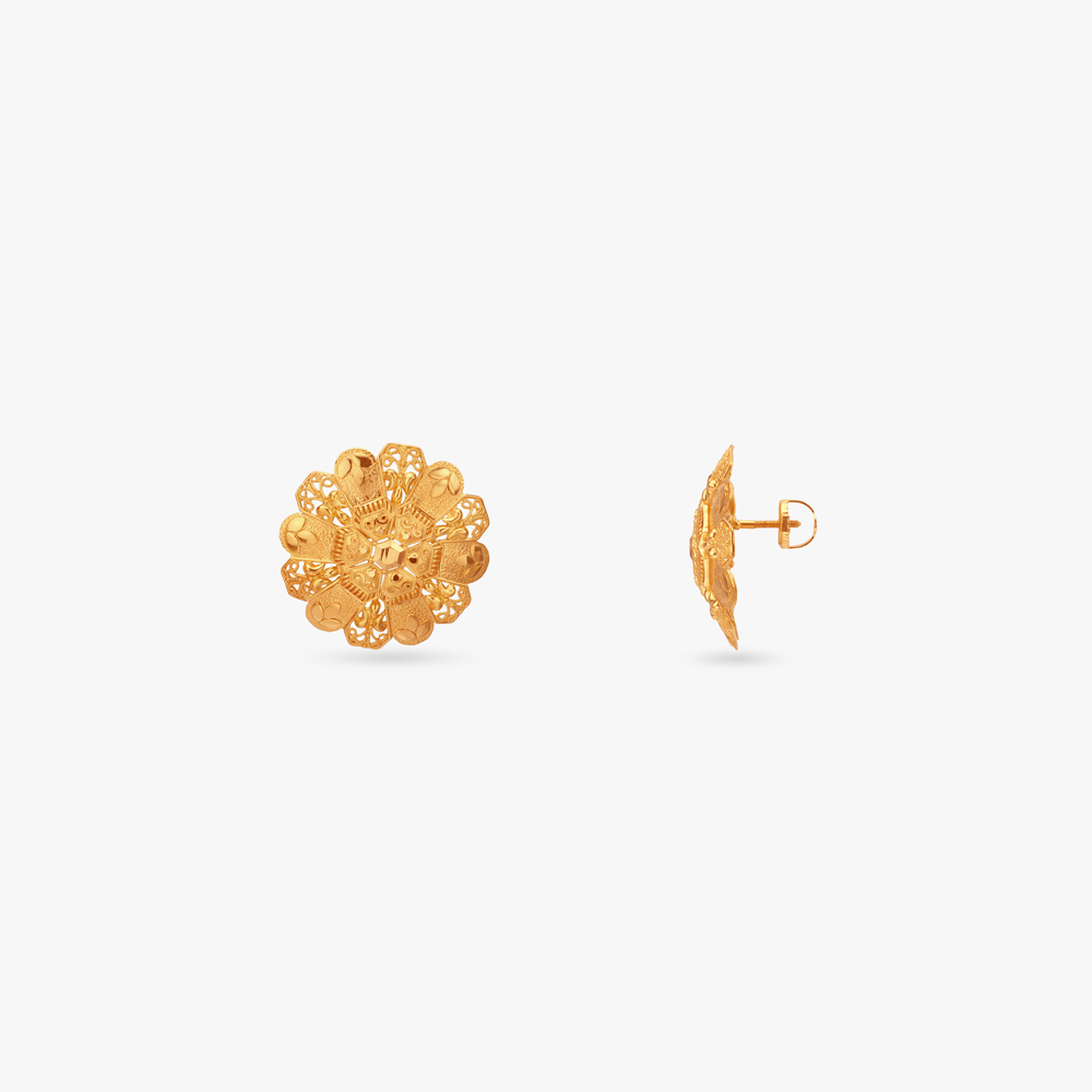 Diptimoy Shankhphul Gold Pasha Earrings,,hi-res image number null