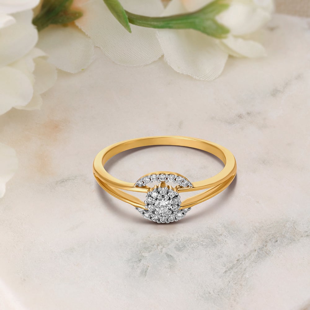 Floral Pattern Diamond Finger Ring,,hi-res image number null