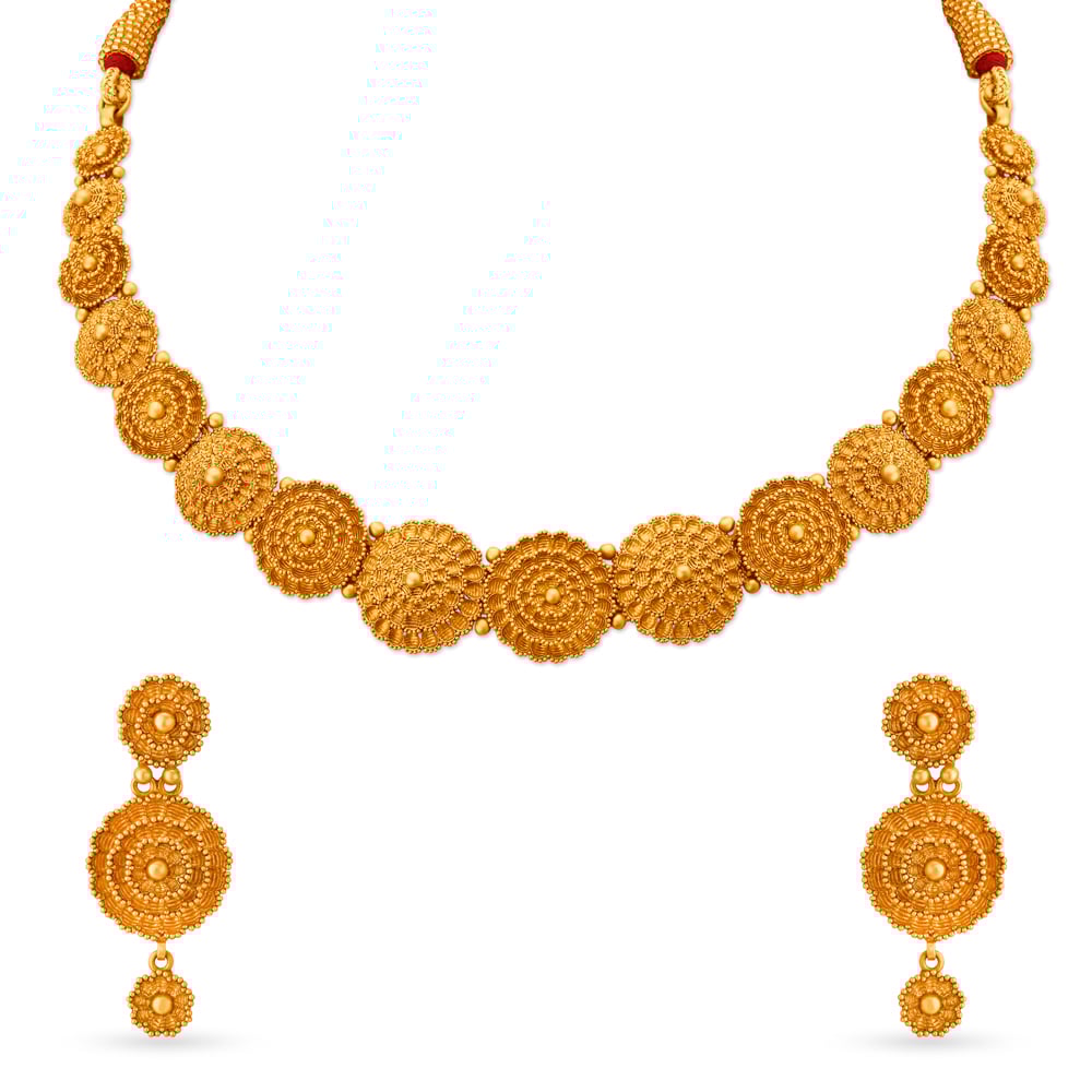 

Ethereal Yellow Gold Chrysanthemum Necklace and Earrings Set