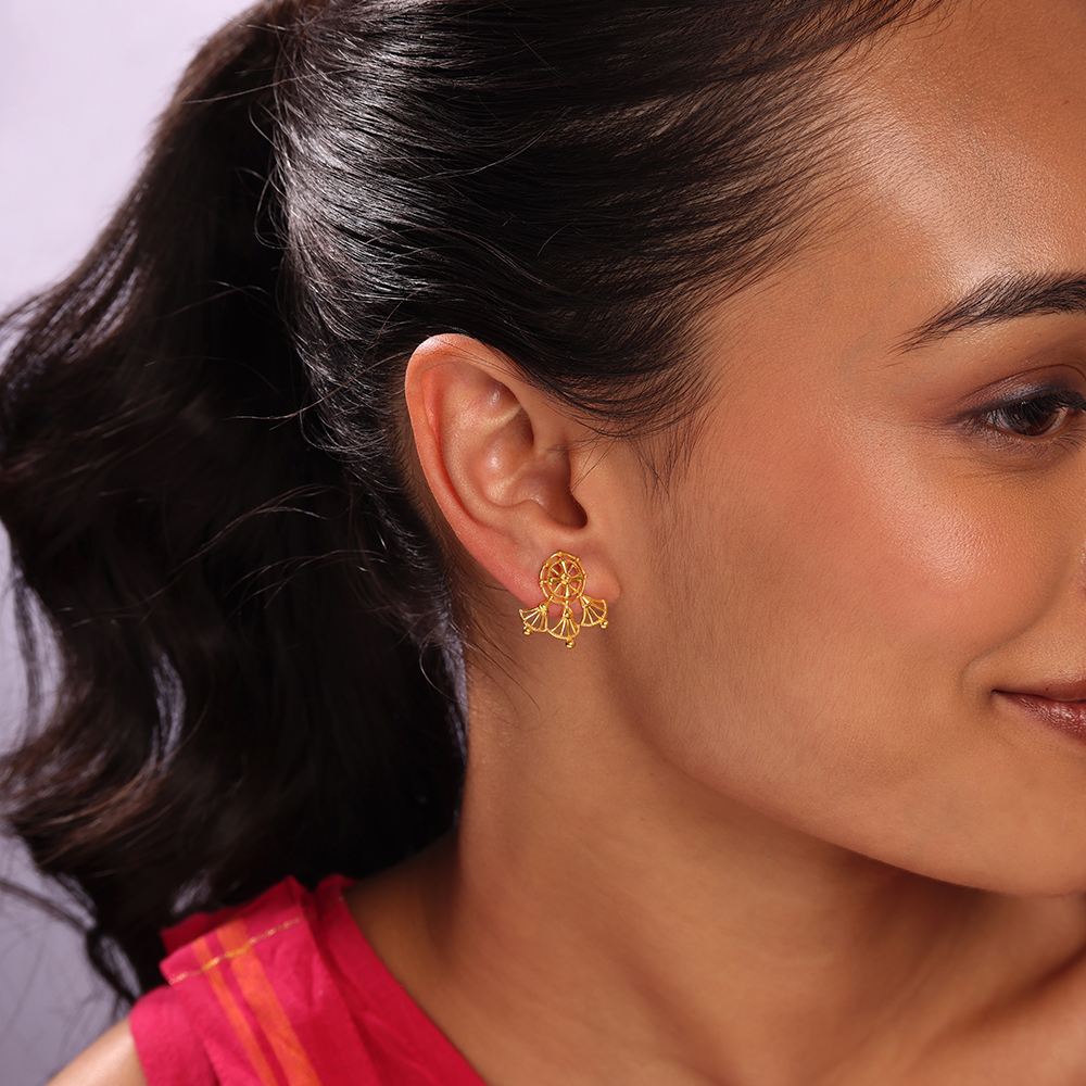 Tarpa Legacy 22KT Gold Stud Earrings,,hi-res image number null