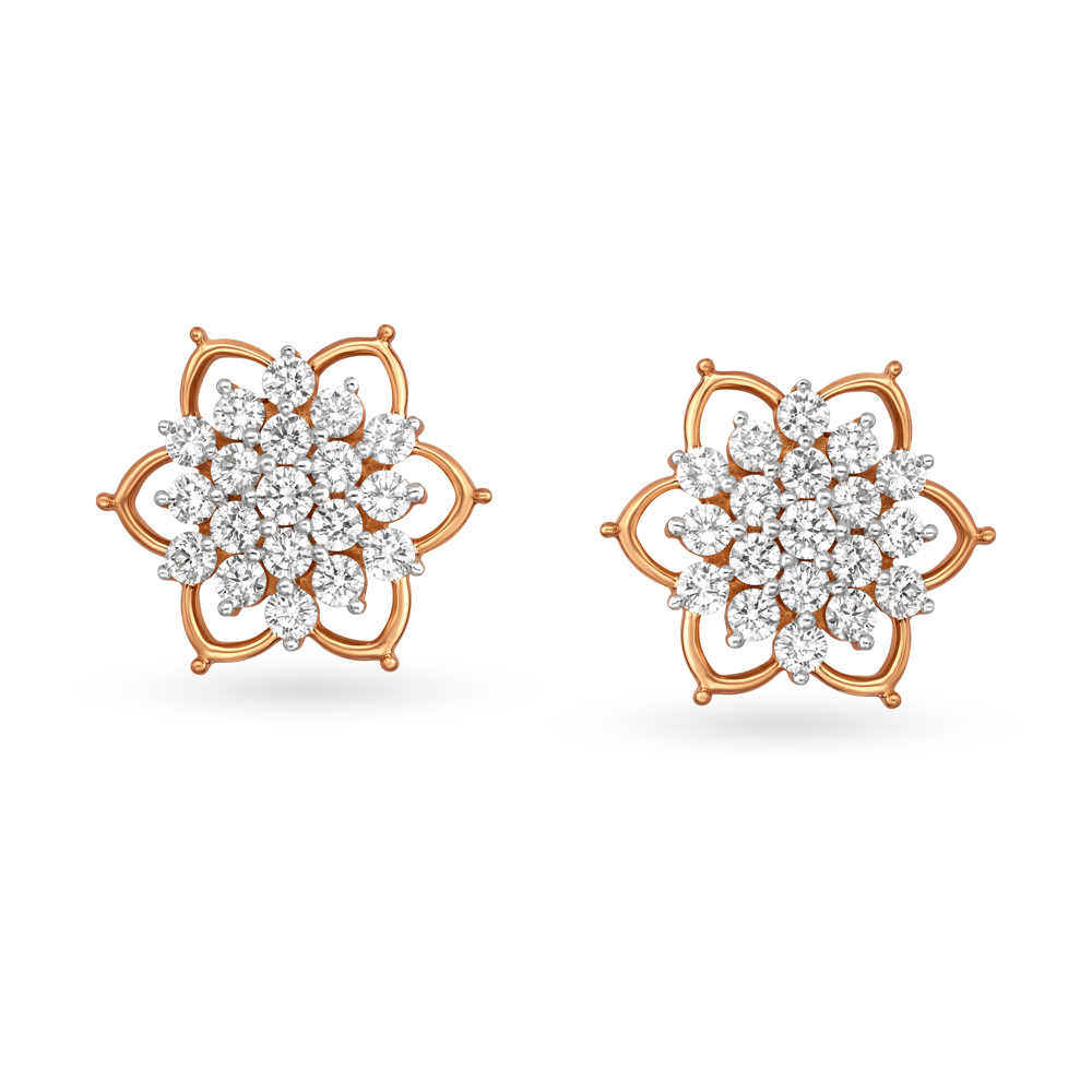 Beguiling Floral Diamond Stud Earrings