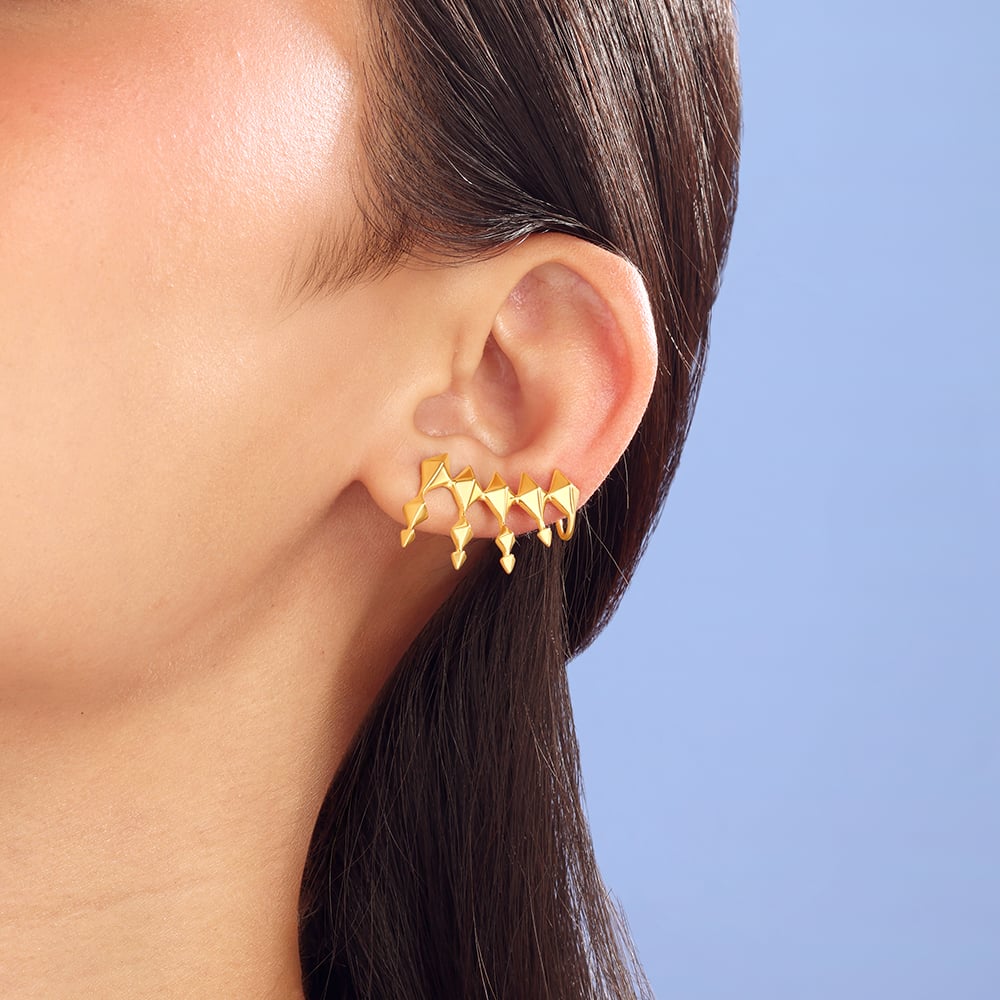 Bold Geometric Gold Stud Earrings,,hi-res image number null