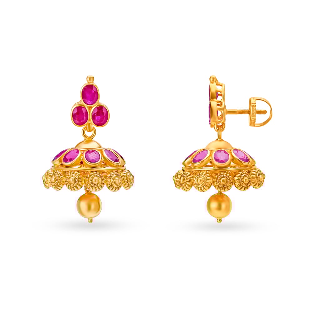 Round Gold and Ruby Necklace Set,,hi-res image number null