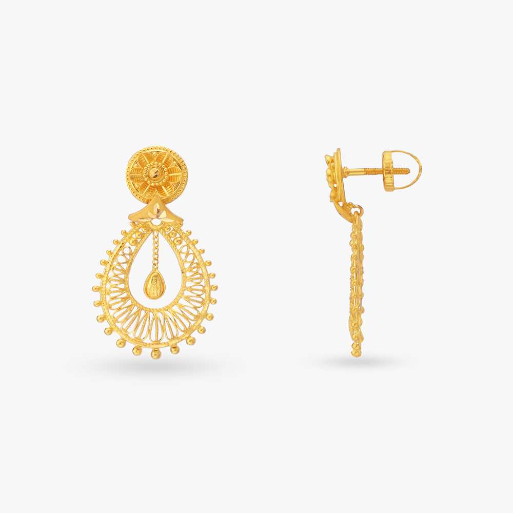 Filigree Gold Drop Earrings,,hi-res image number null