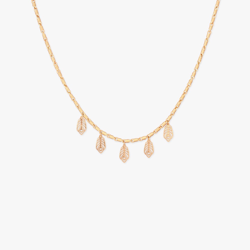 Layered Feather Gold Necklace,,hi-res image number null