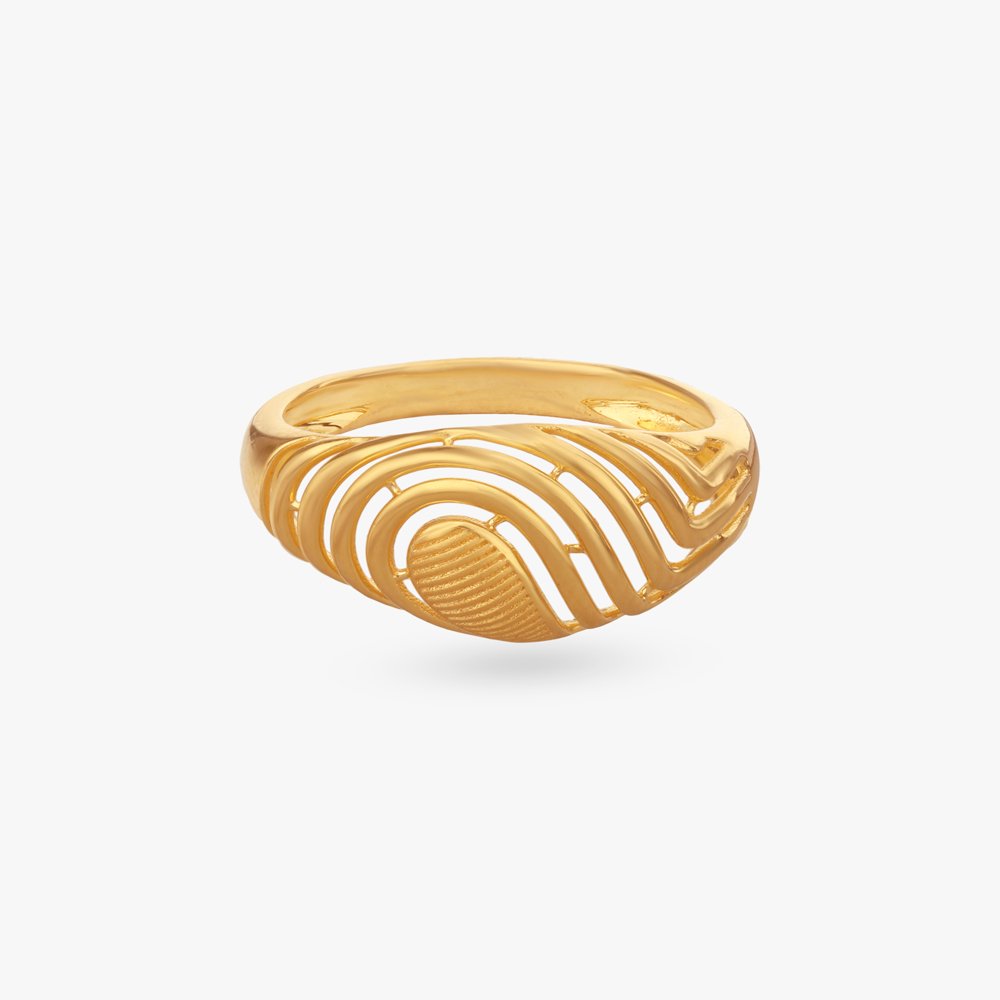 Rippled Glow Gold Ring,,hi-res image number null