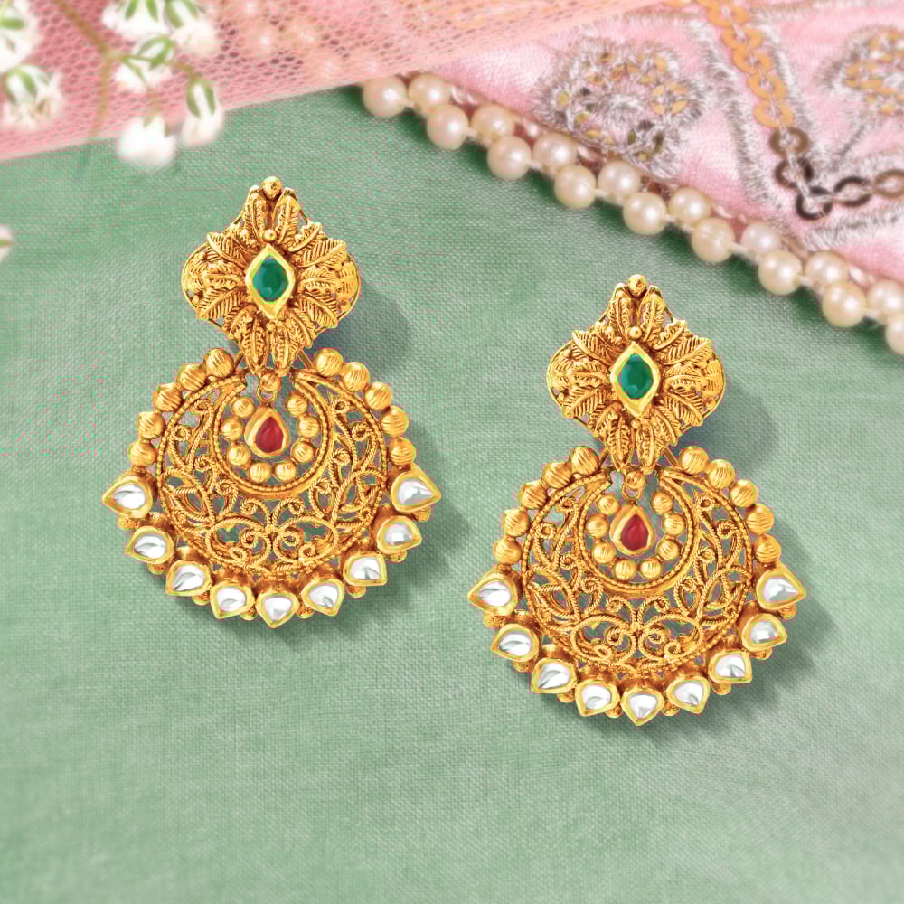 Majestic Chand Bali Gold Necklace Set,,hi-res image number null