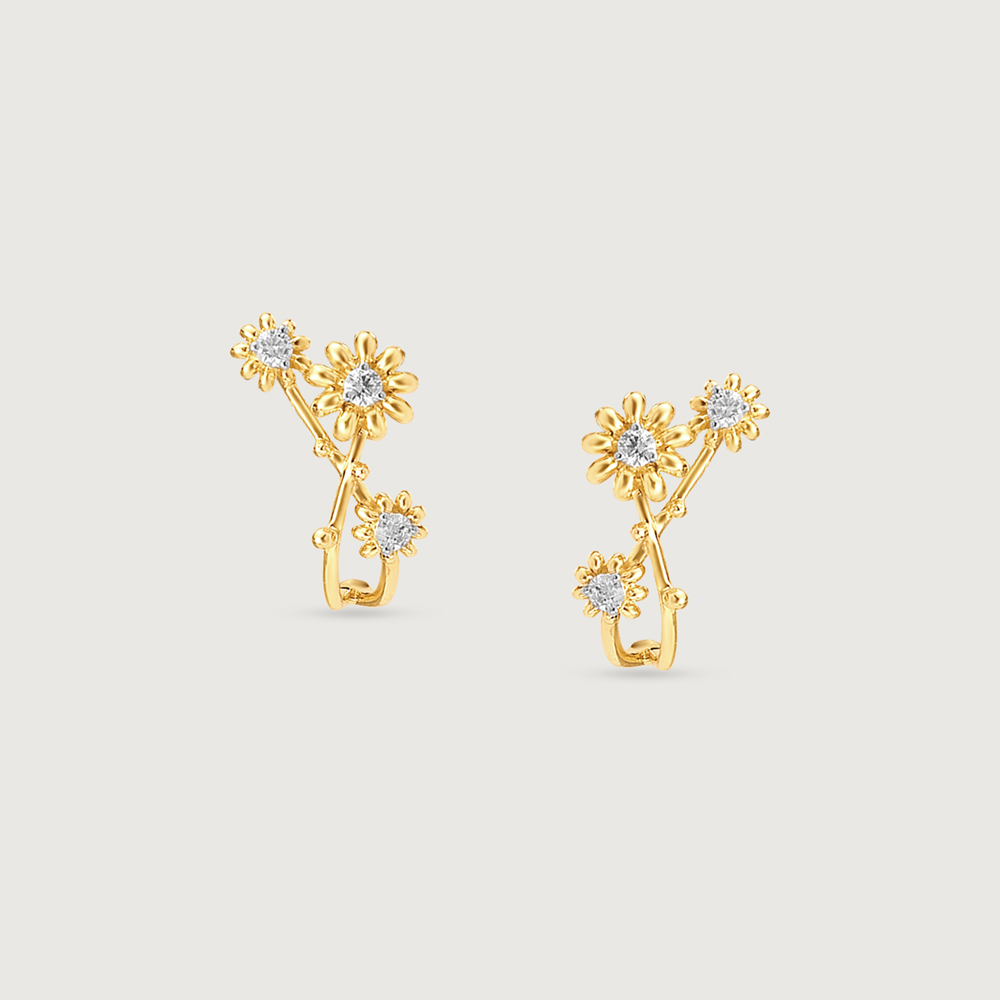 Dewdrop Daisy Diamond Hoop Earrings,,hi-res image number null