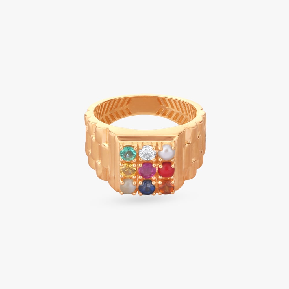 Regal Navratna Diamond Ring For Men,,hi-res image number null