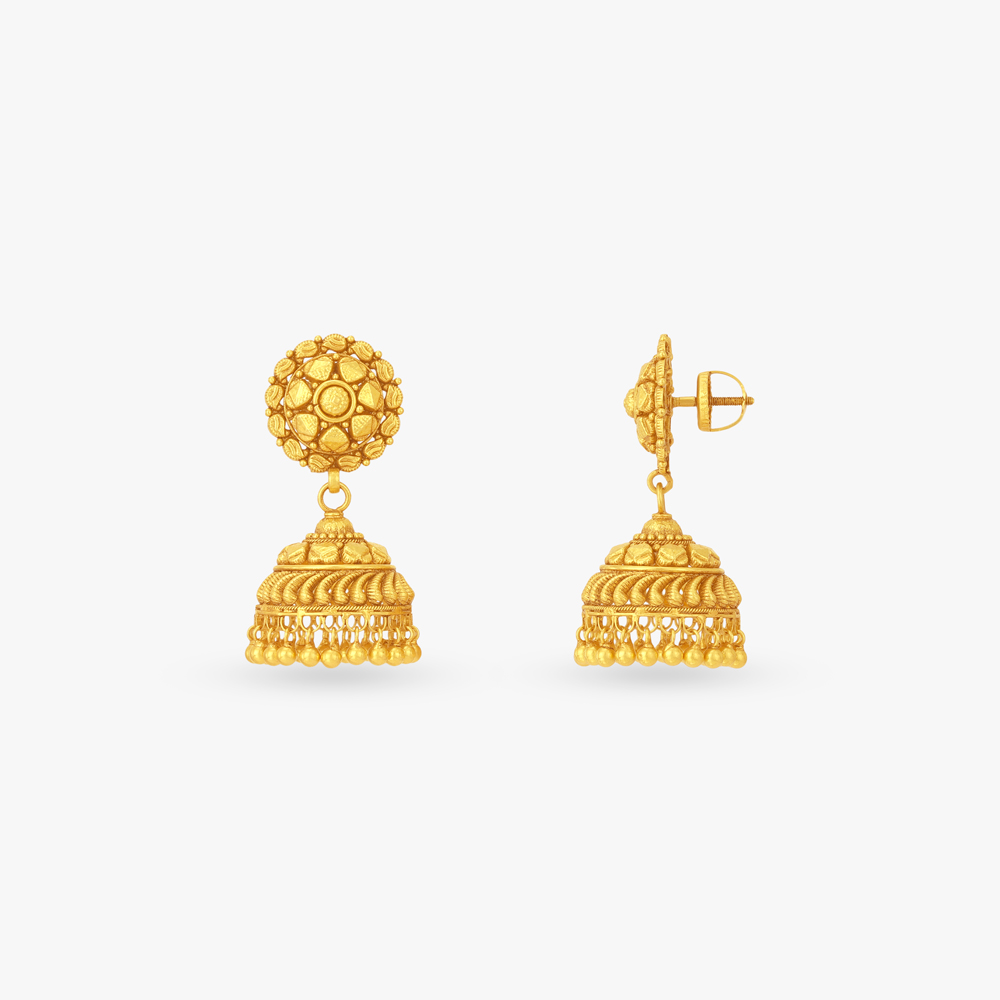 Feather-Coil Jhumka Earrings,,hi-res image number null