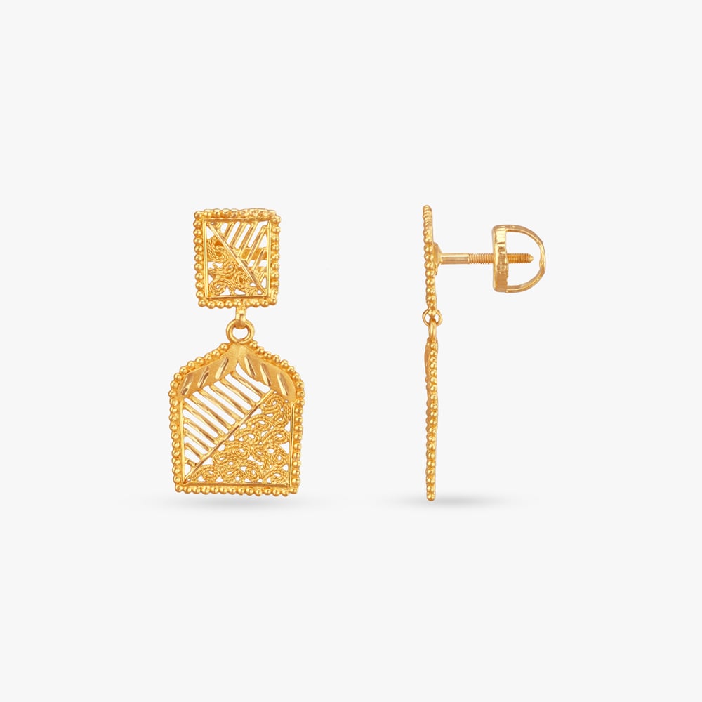 

Royal Lattice Gold Drop Earrings