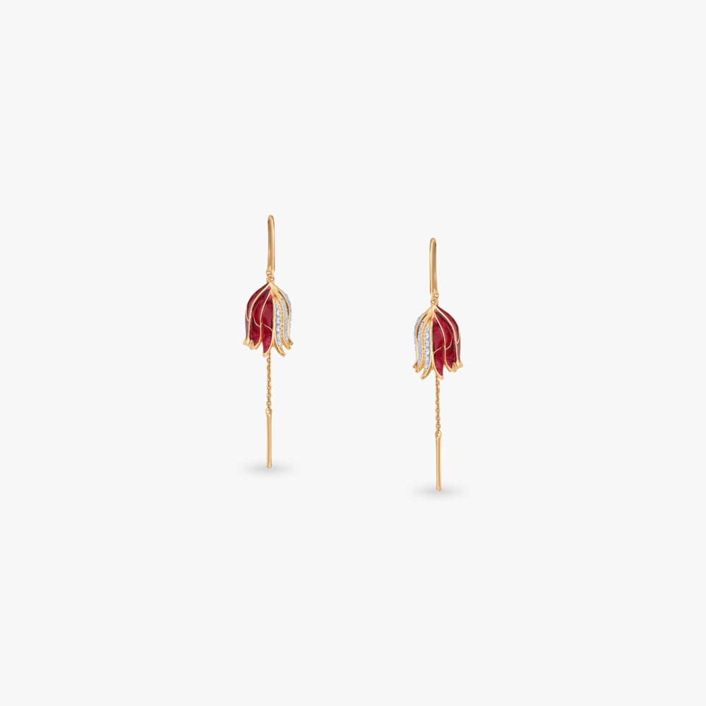 Crimson Wing Diamond Hoop Earrings,,hi-res image number null