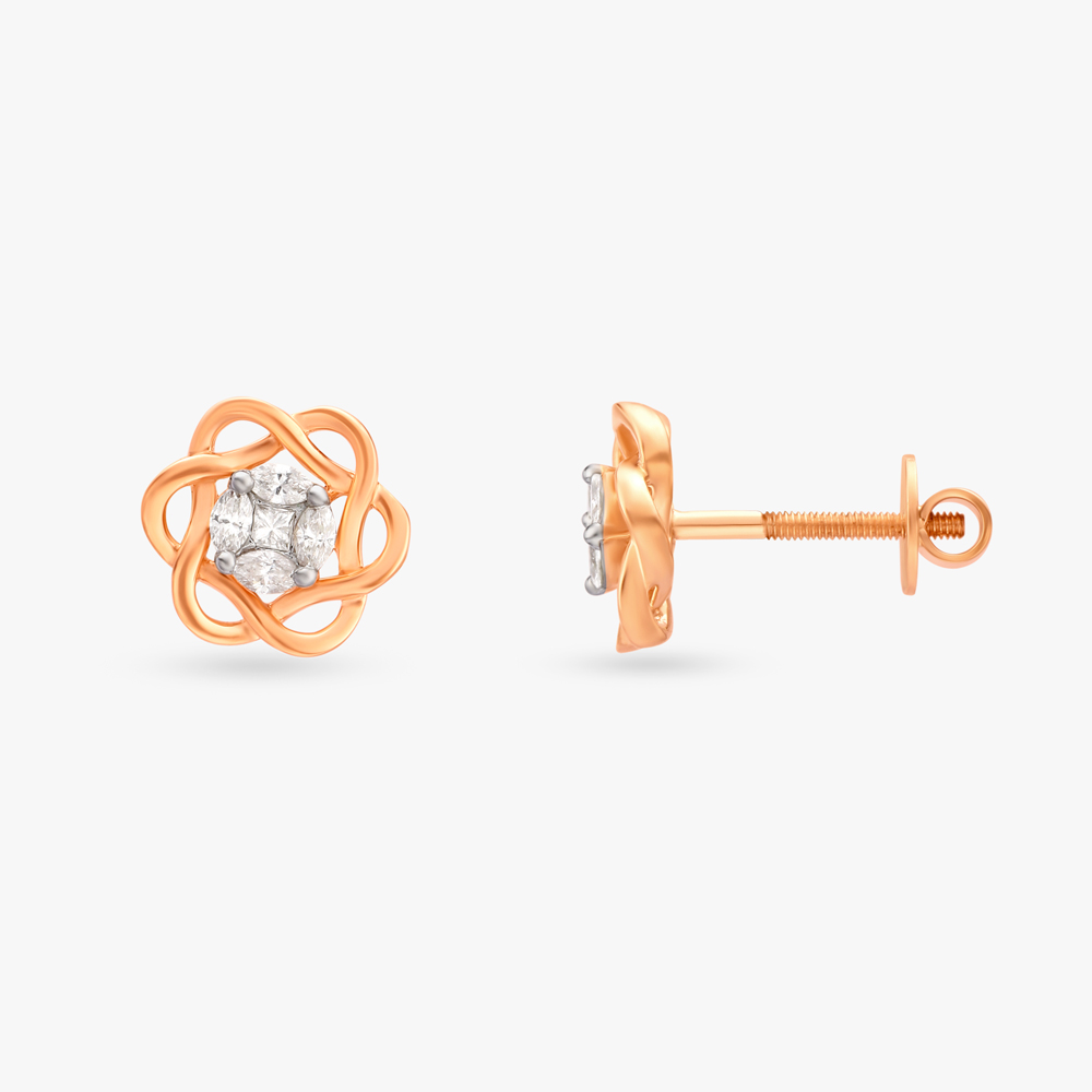Knot Diamond Stud Earrings,,hi-res image number null