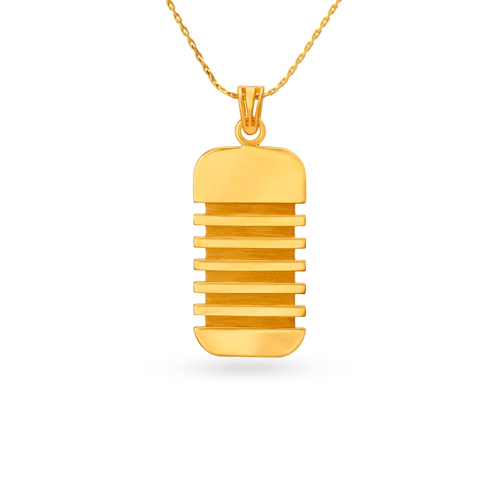 Five Stripe Carved Gold Pendant For Men
