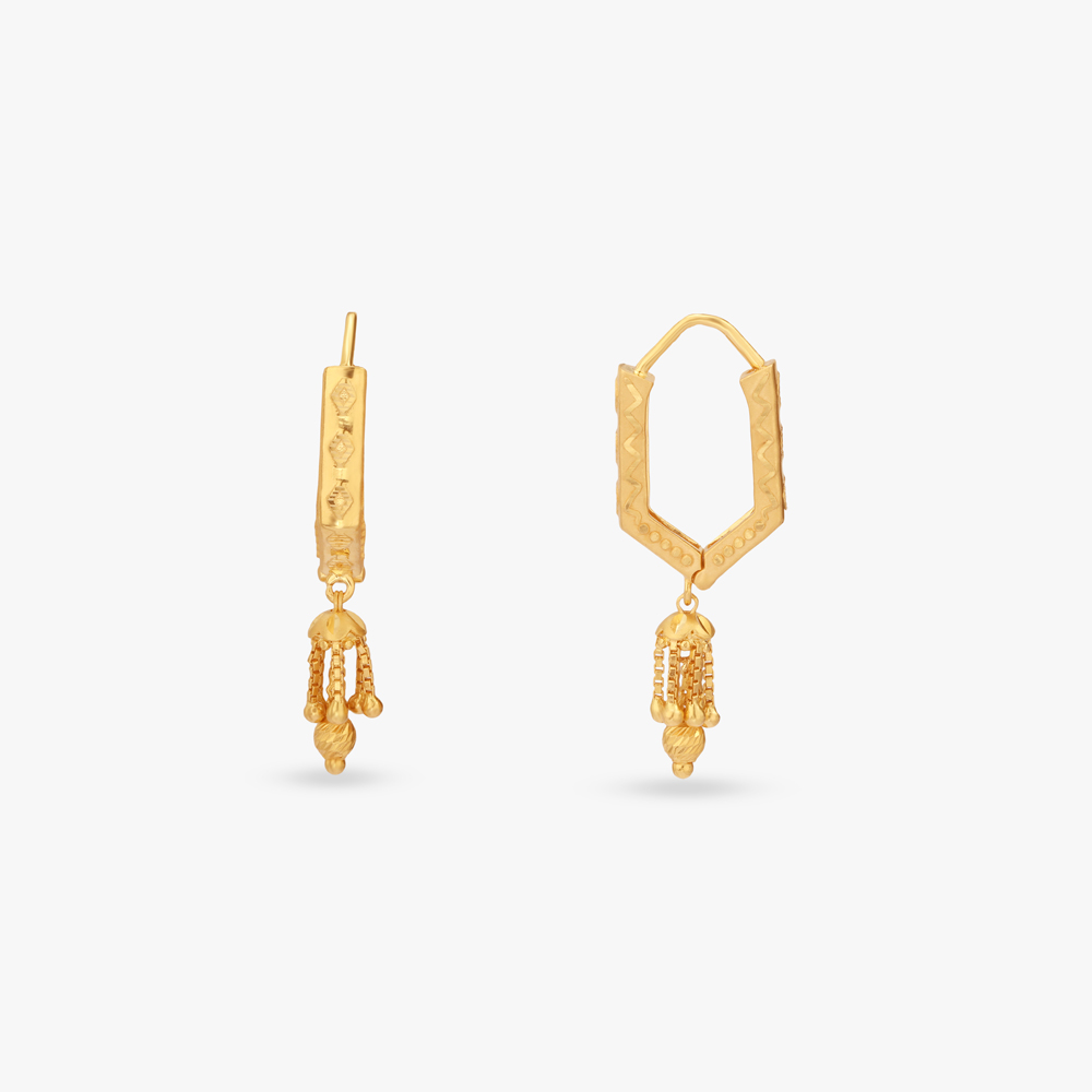 Regal Hexagon Gold Hoop Earrings,,hi-res image number null