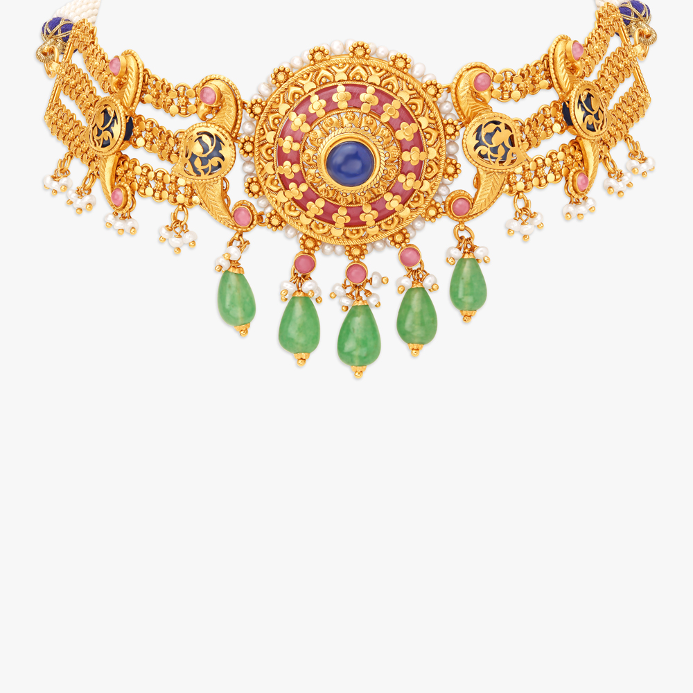 Mirroring Opulence Necklace Set with Chandak Flowers,,hi-res image number null