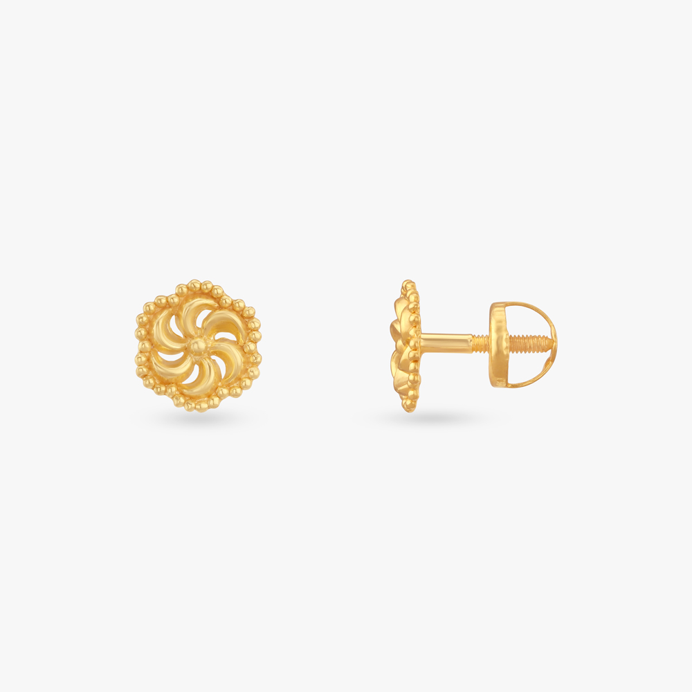 Swirl Bloom Gold Stud Earrings for Kids,,hi-res image number null