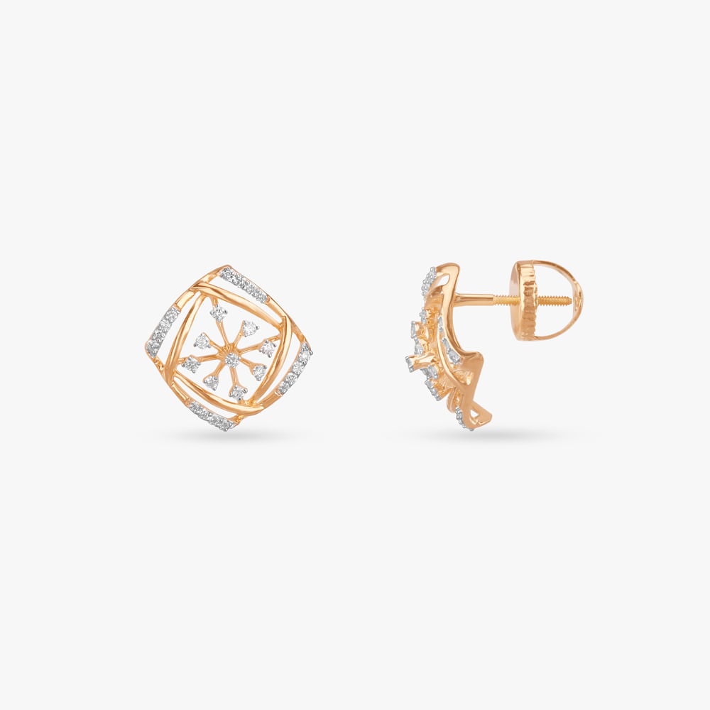 Radiant Geometric Diamond Stud Earrings,,hi-res image number null