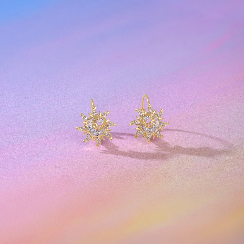 Solar Radiance Diamond Hoop Earrings,,hi-res image number null