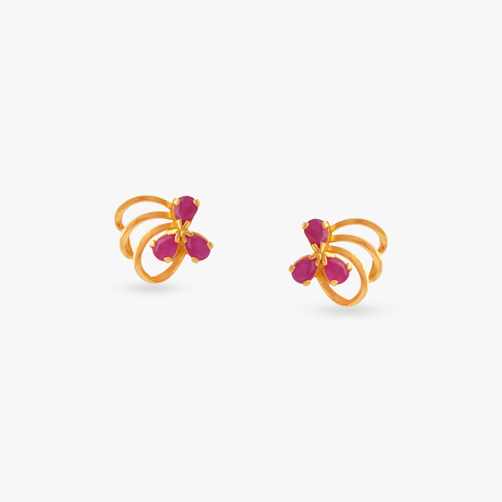Playful Curvy Ruby Stud Earrings,,hi-res image number null