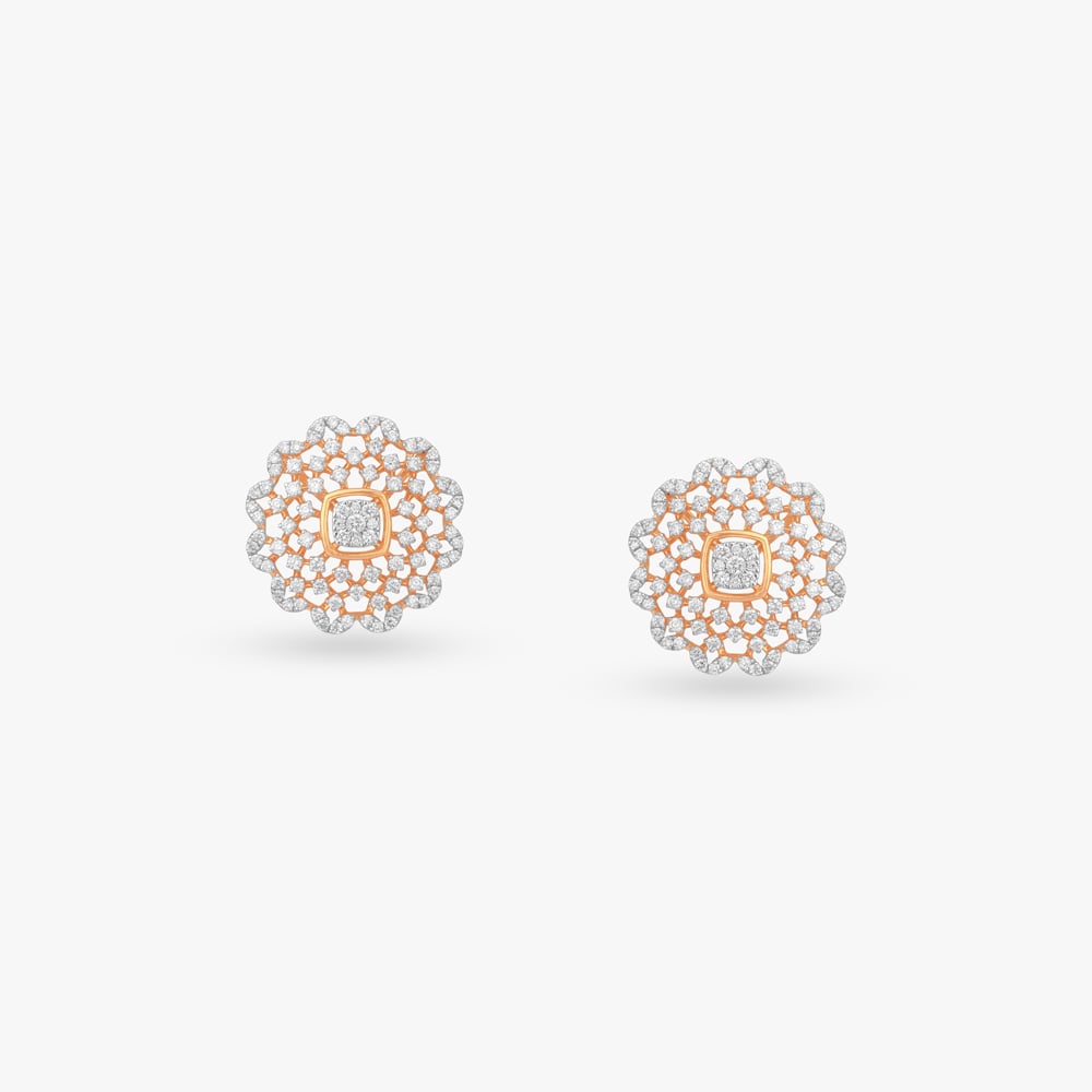 Rosette Reverie Diamond Stud Earrings,,hi-res image number null