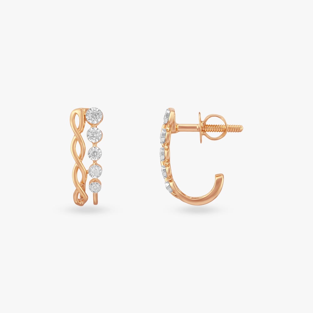 Twisted Radiance Diamond Hoop Earrings,,hi-res image number null