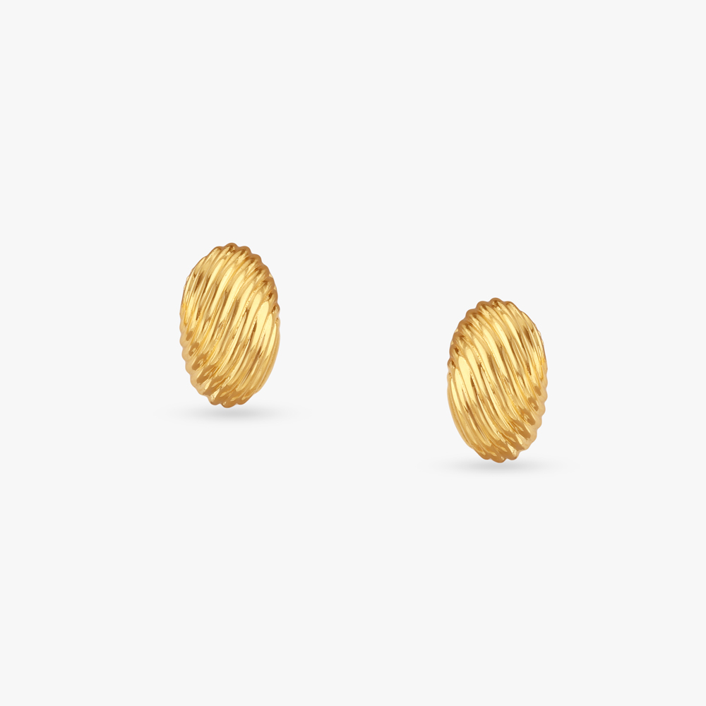 Sculpted Oval Gold Stud Earrings,,hi-res image number null