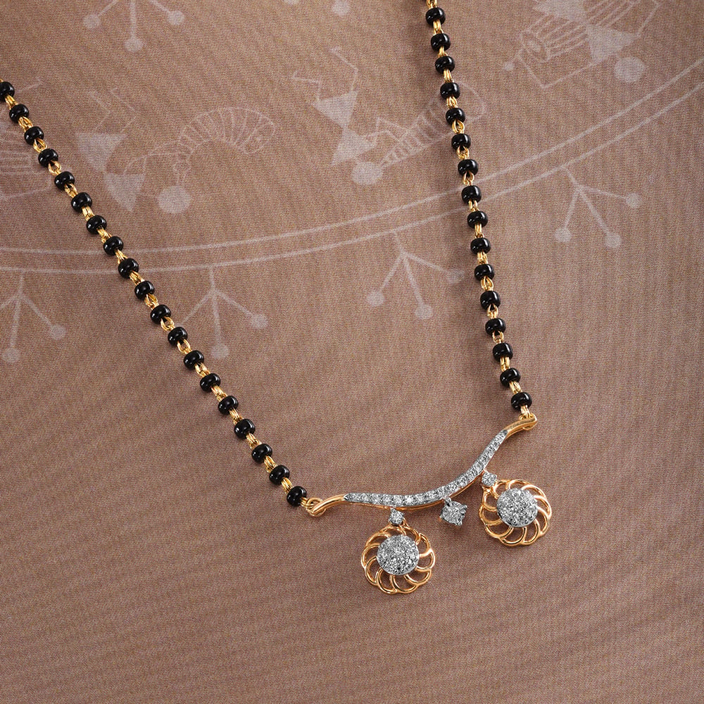 Floral Symphony 18 KT Gold and Diamond Vati Mangalsutra,,hi-res image number null