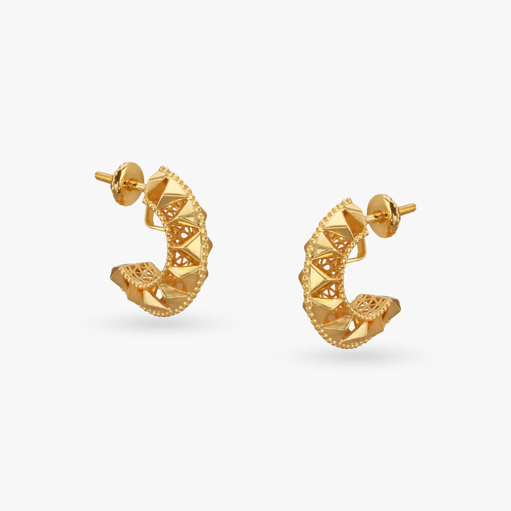 Bold Pyramid Gold Hoop Earrings,,hi-res image number null