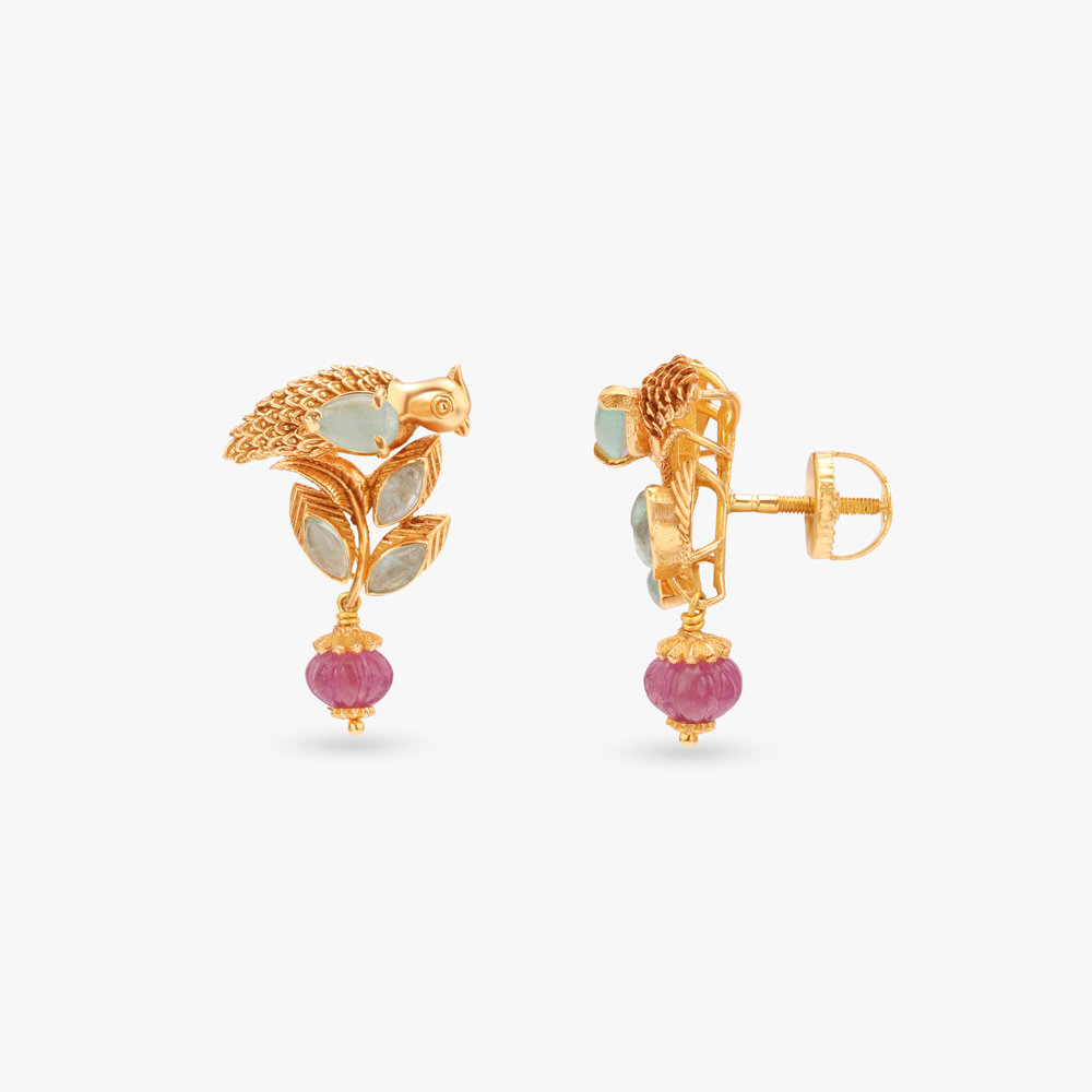 Perched Bloom Gold Pendant and Earrings Set,,hi-res image number null