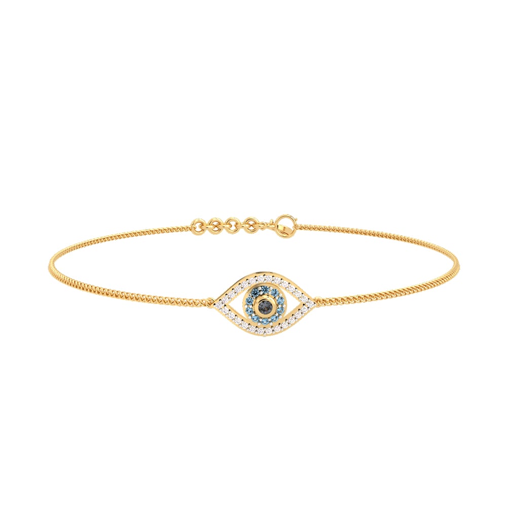 18K Gold Evil Eye Bracelet Mariner Clasp - Koosh Jewelers