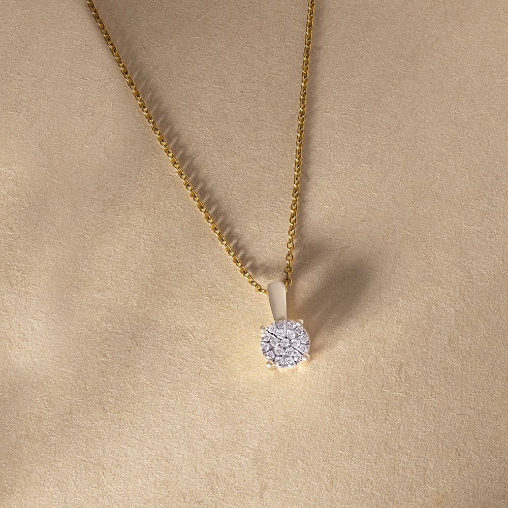 Dual Tone Gold & Diamond Pendant,,hi-res image number null