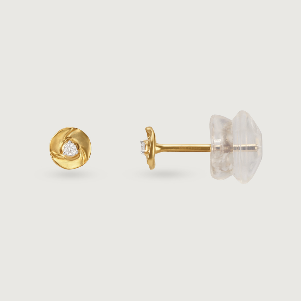 Shimmering Twist 14 Kt Gold and Diamond Stud Earrings,,hi-res image number null
