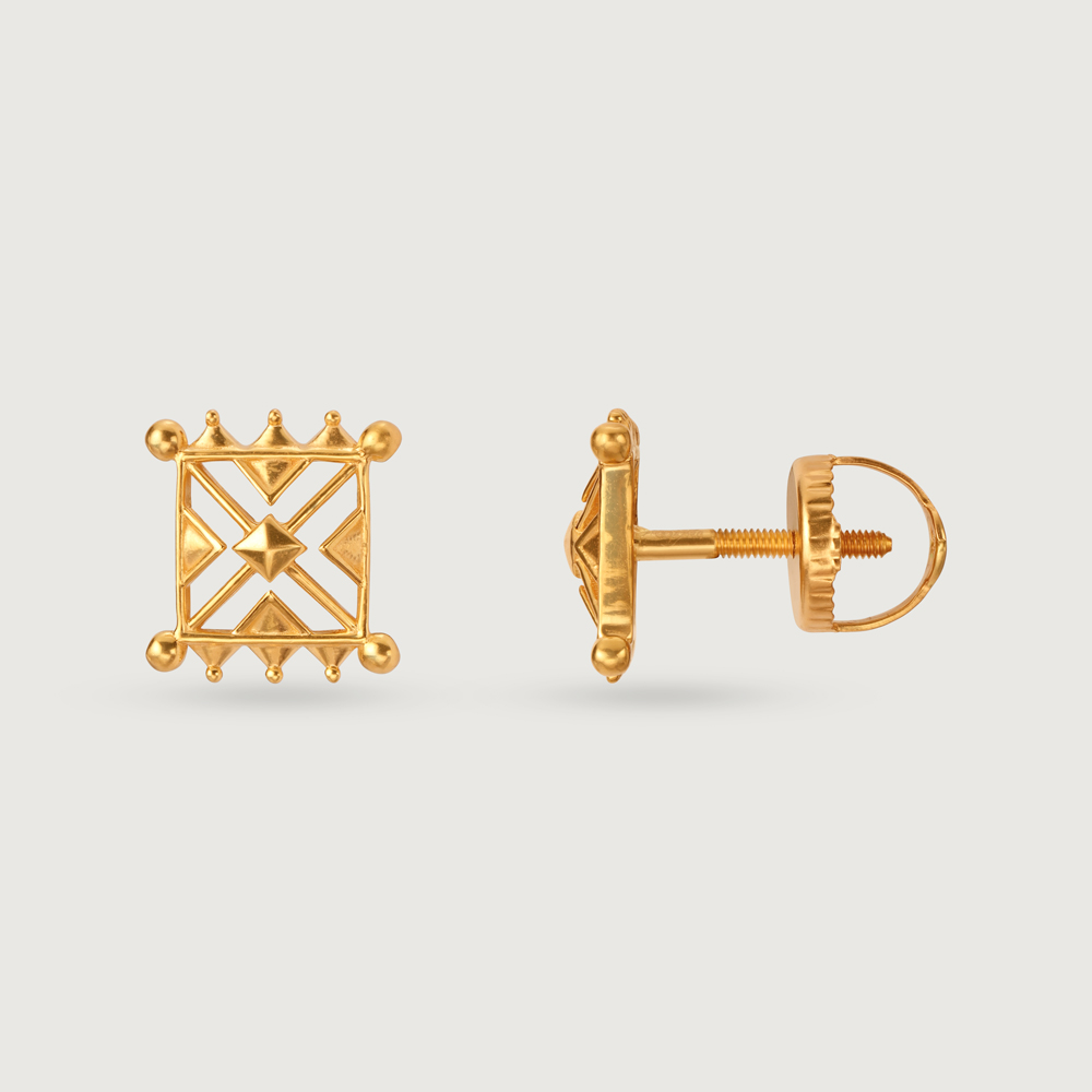 Warli Wonder 22KT Gold Stud Earrings,,hi-res image number null