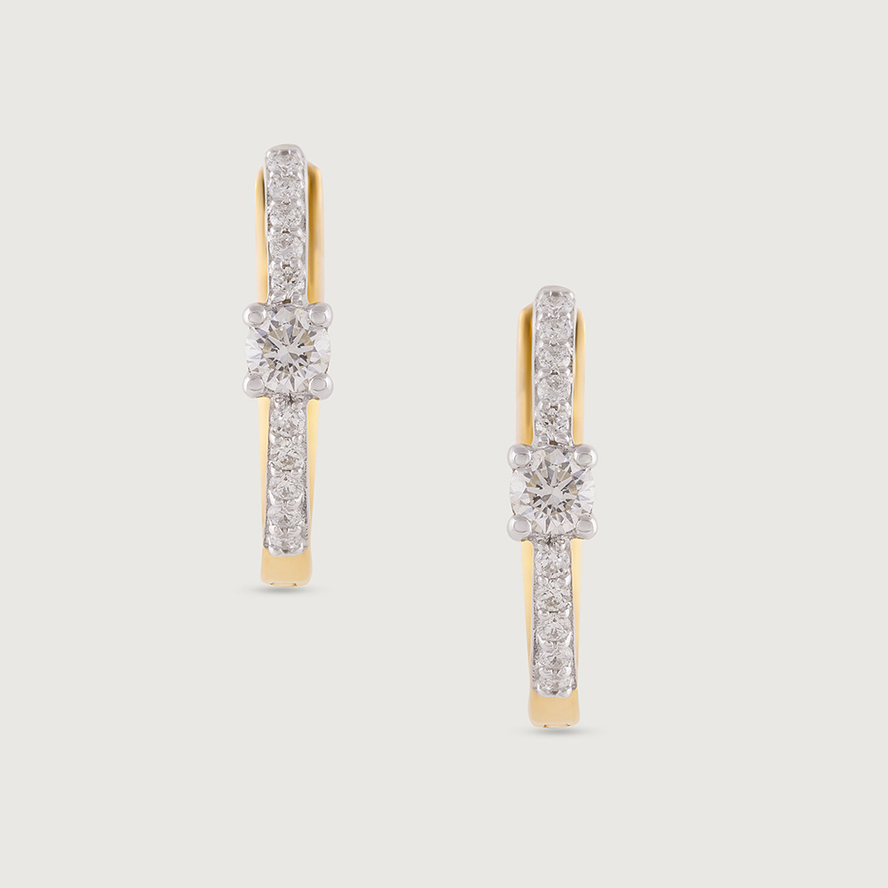 Vibrant Sleek Gold & Diamond Hoop Earrings,,hi-res image number null