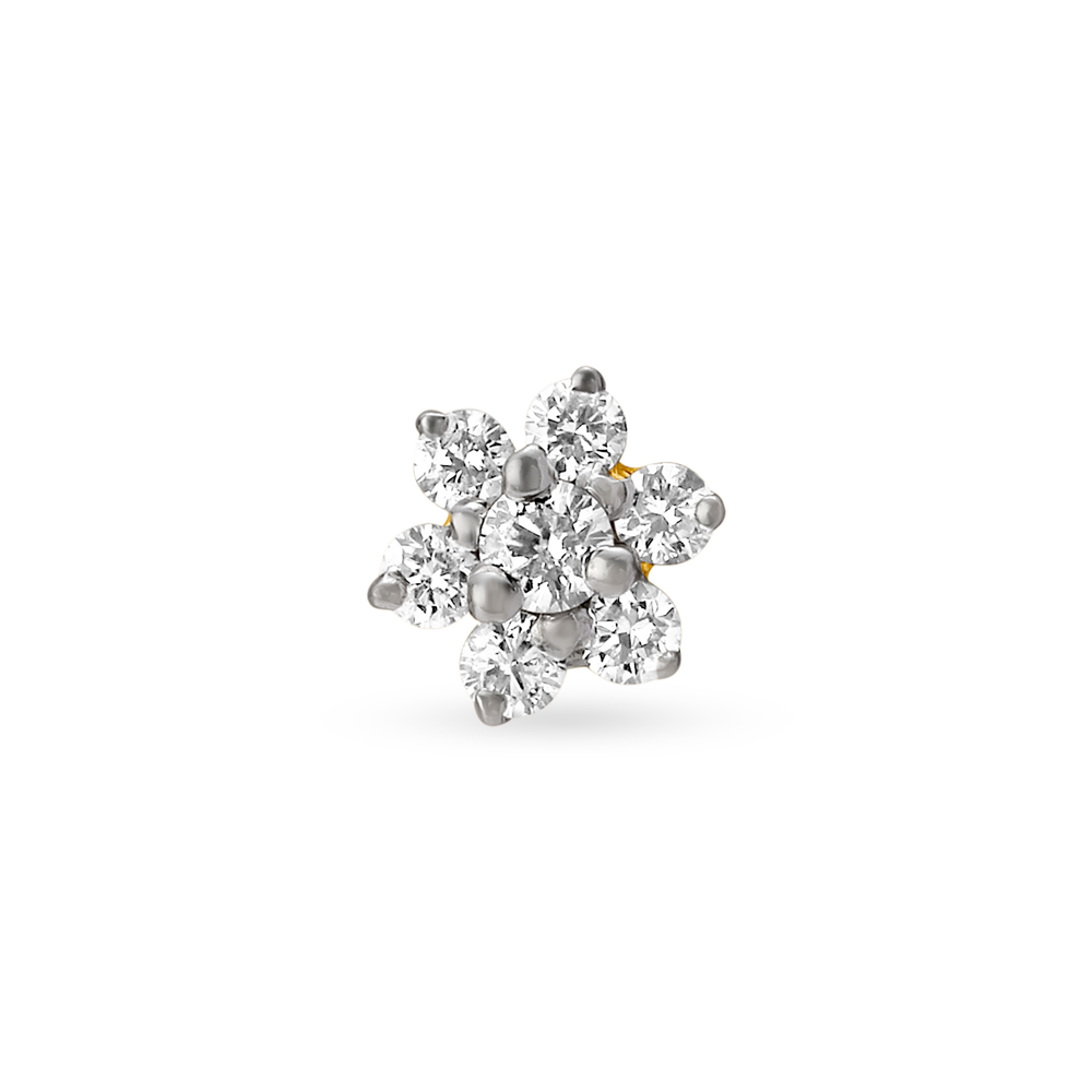 

Stunning Floral Seven Stone Diamond Nose Pin