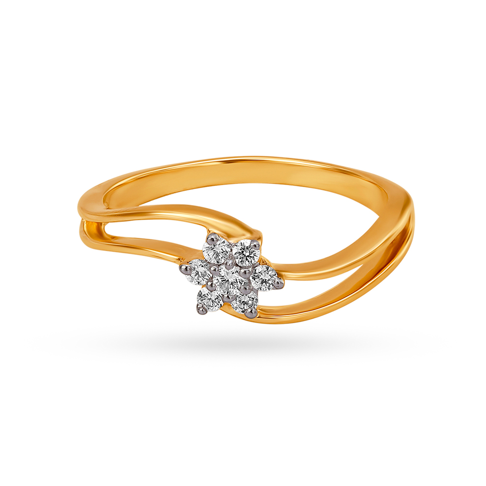 Classic 18 Karat Yellow Gold And Diamond Floral Ring,,hi-res image number null