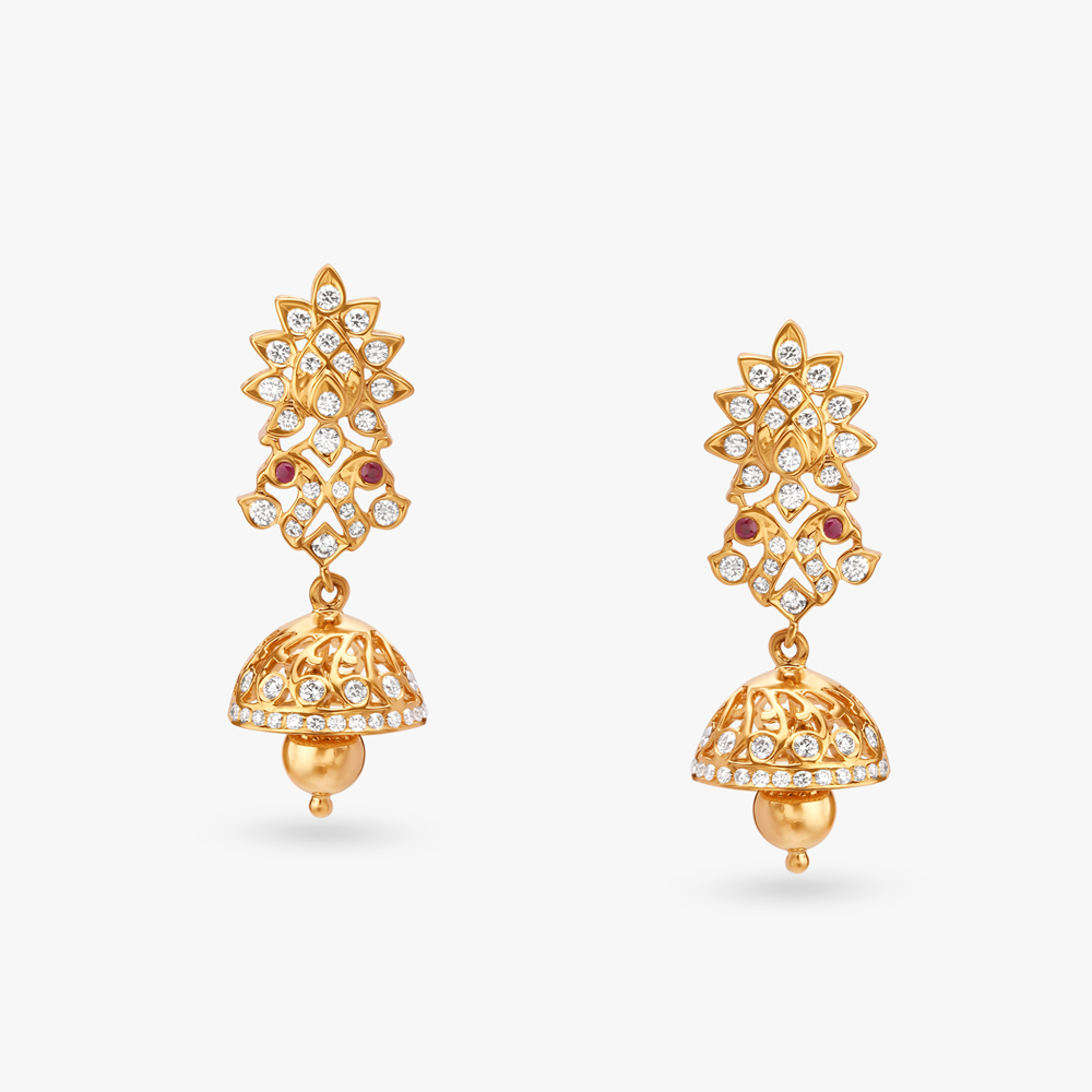 Luminous Diamond Jhumka Earrings,,hi-res image number null