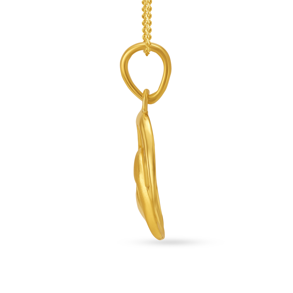 Oval And Leaf Gold Pendant,,hi-res image number null