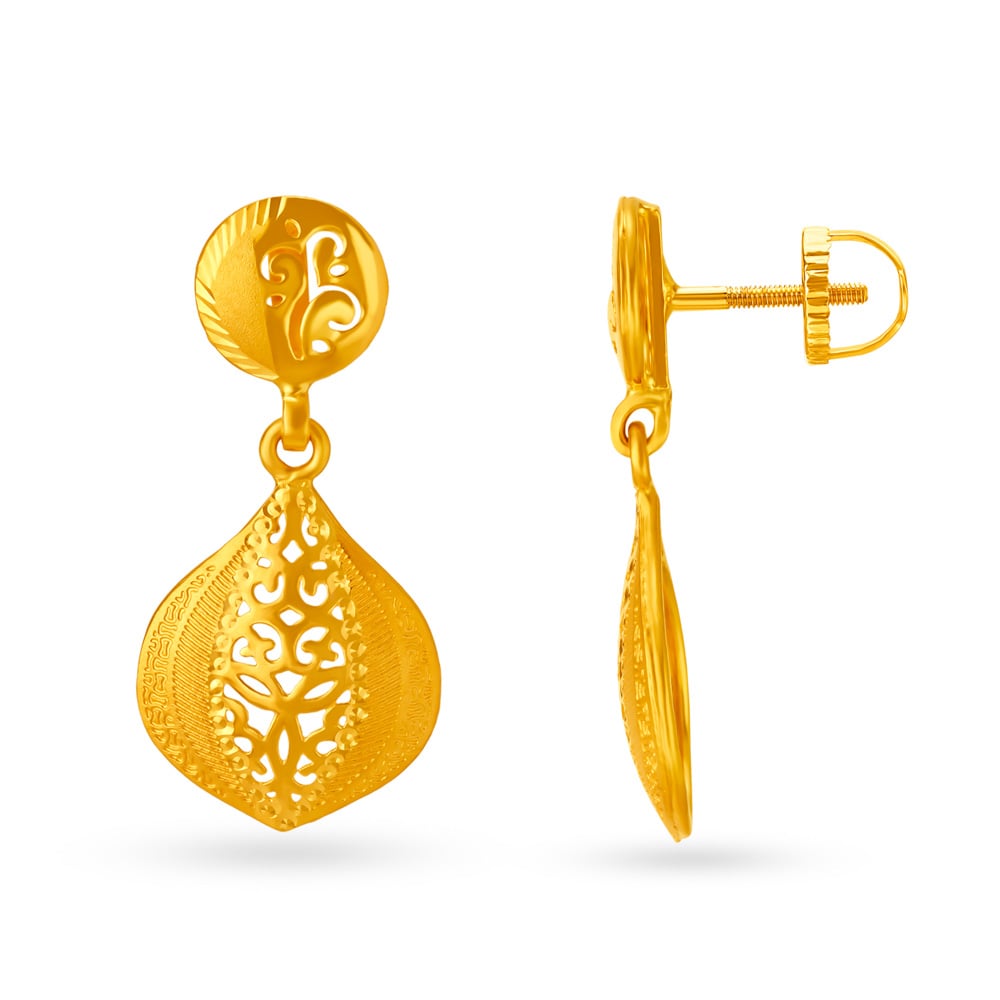 Classic Matte Gold Pendant and Earrings Set,,hi-res image number null