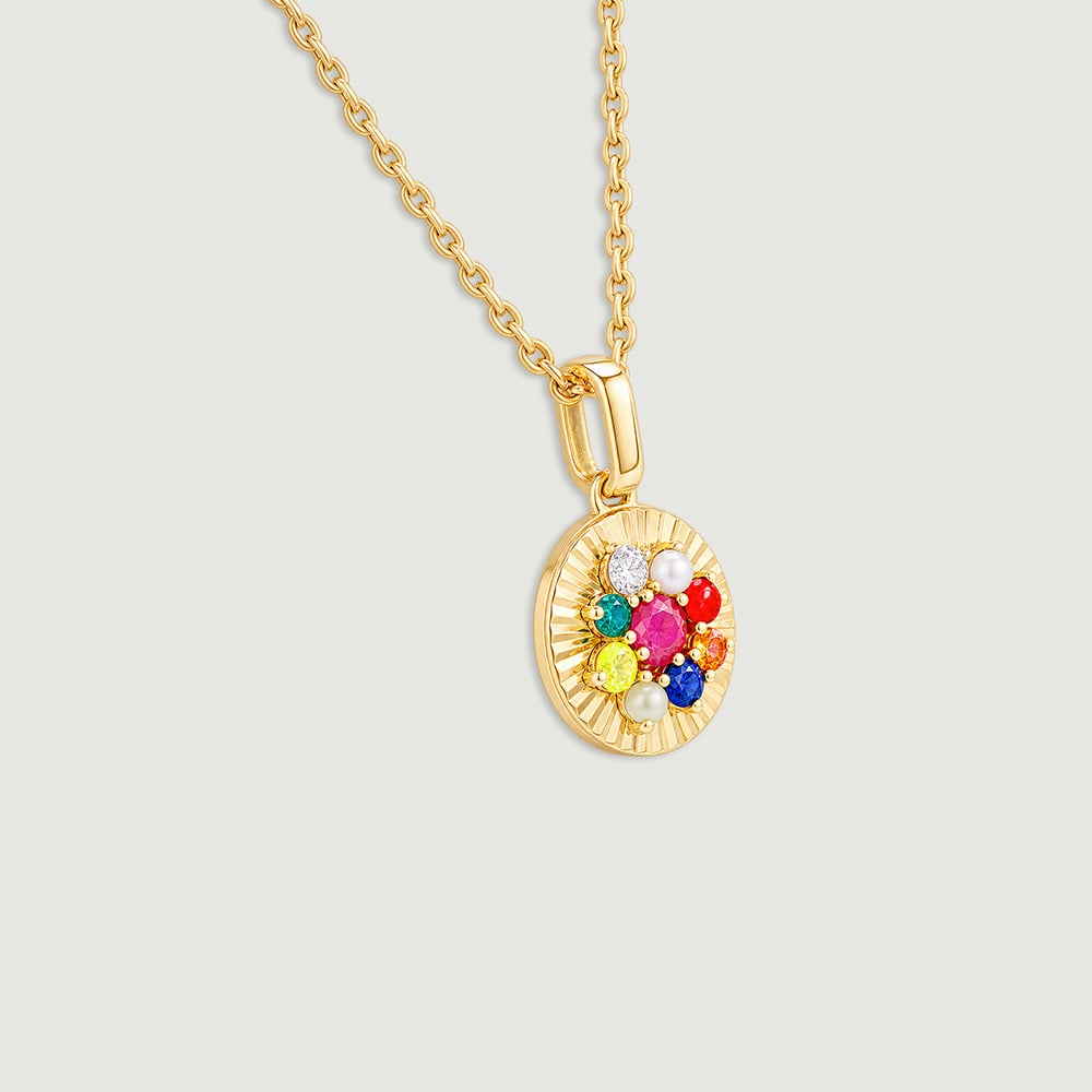 Glowing Navaratna Diamond Pendant,,hi-res image number null