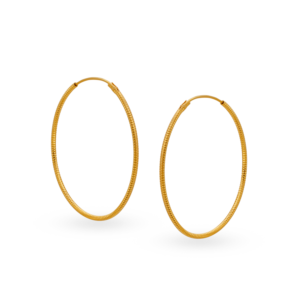 Classic 22 Karat Yellow Gold Endless Hoop Earrings,,hi-res image number null