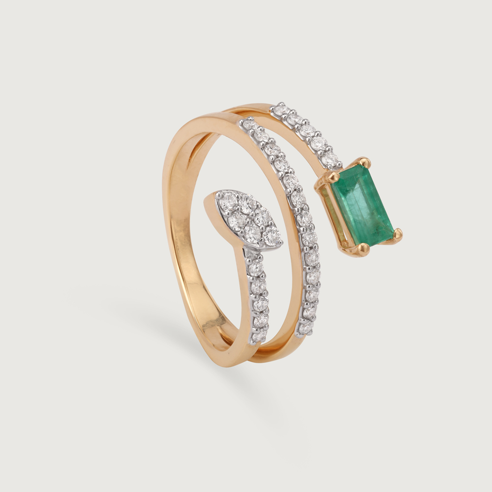 Verdant Vision 14KT Emerald & Diamond Ring,,hi-res image number null