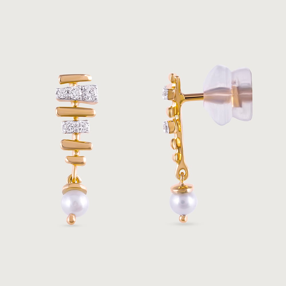 Woven Elegance Gold & Pearl Drop earrings,,hi-res image number null