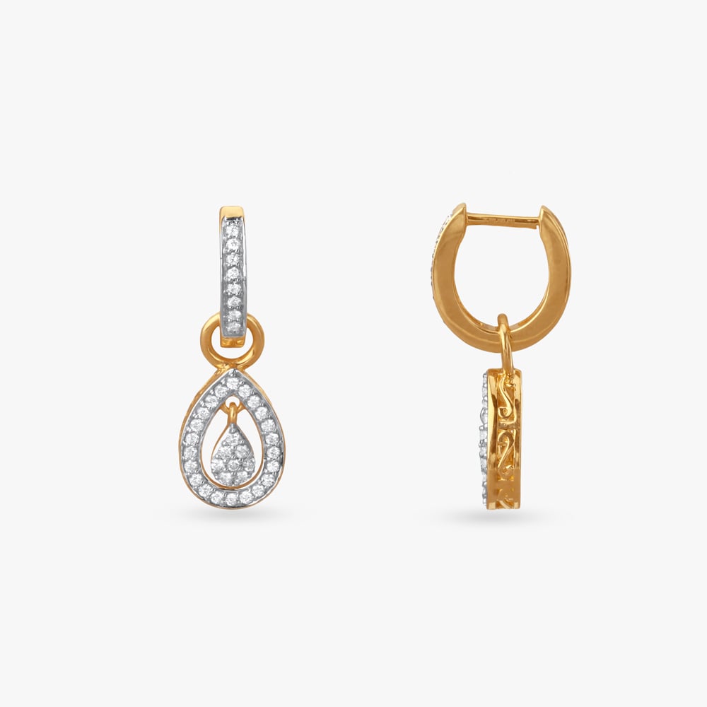 Teardrop Sparkle Diamond Hoop Earrings,,hi-res image number null