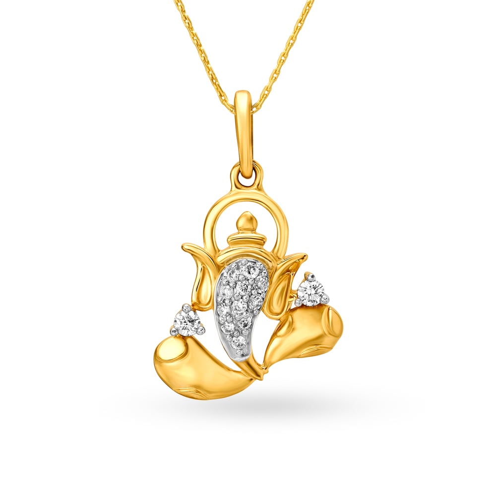 Lord Ganesha Diamond Studded Pendant